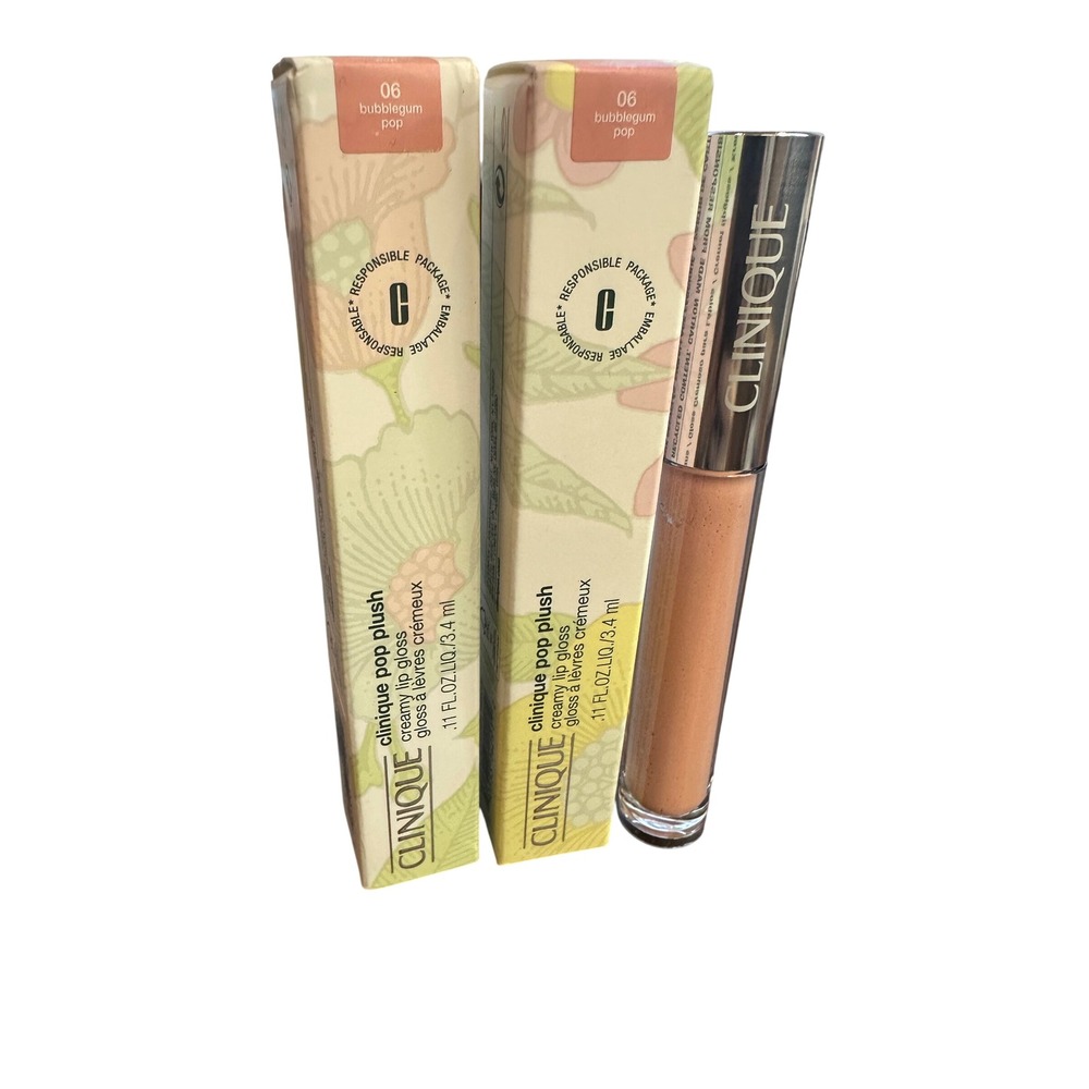 Clinique Pop Plush Creamy Lip Gloss 06 Bubblegum Pop 2 Pack New Boxed